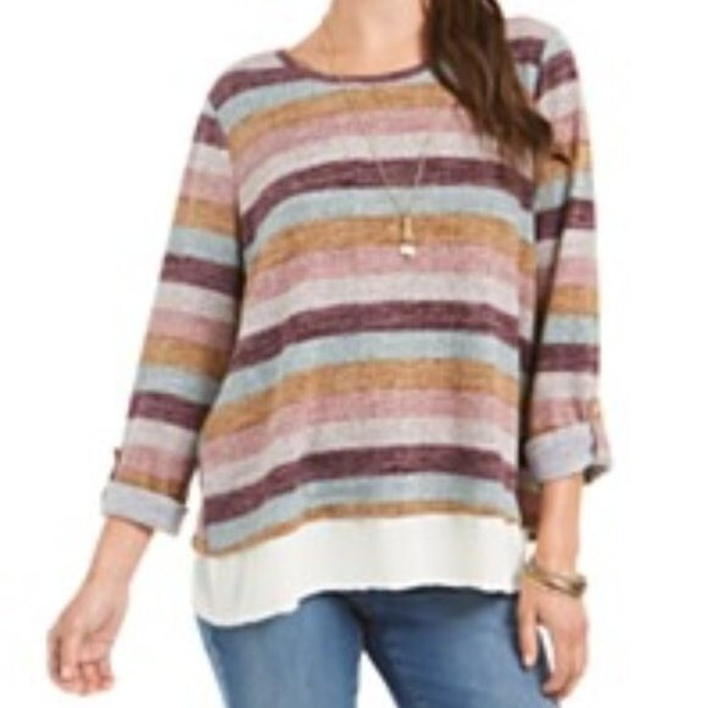 Style & Co. Striped Layered-Look‎ Sweater Size P/M